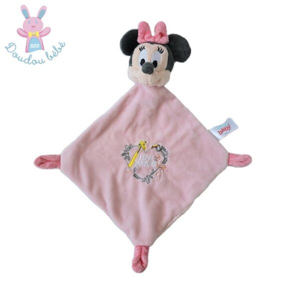 Doudou plat Minnie rose "love nature" girafe flamant DISNEY