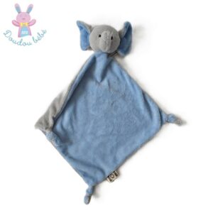 Doudou plat éléphant bleu et gris NATURE PLANET