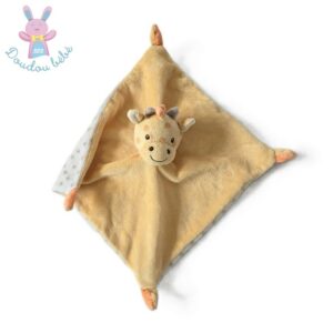 Doudou plat Girafe jaune orange blanc dessous étoiles B&M