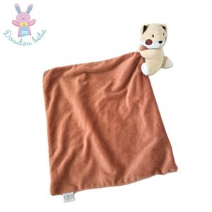 Doudou Renard beige blanc mouchoir marron Bébé Douceur