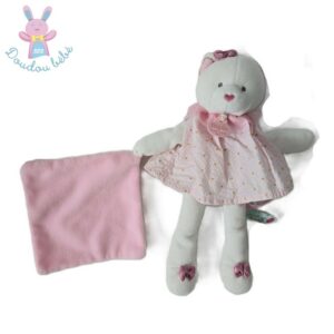 Doudou Chat attrape-rêve rose blanc mouchoir DOUDOU ET COMPAGNIE