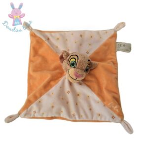 Doudou plat Nala Roi Lion orange blanc fleurs DISNEY SIMBA