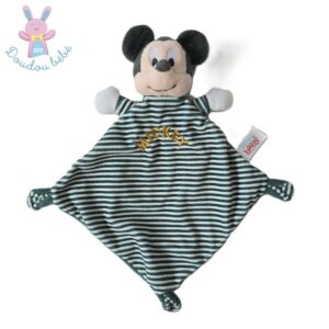 Doudou plat Souris Mickey rayé vert et blanc DISNEY