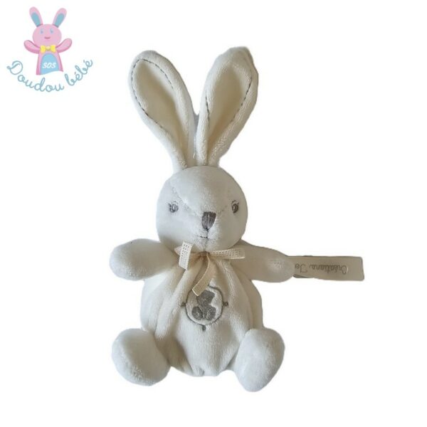 Doudou Lapin mouchoir lange blanc Créations tendres KALOO