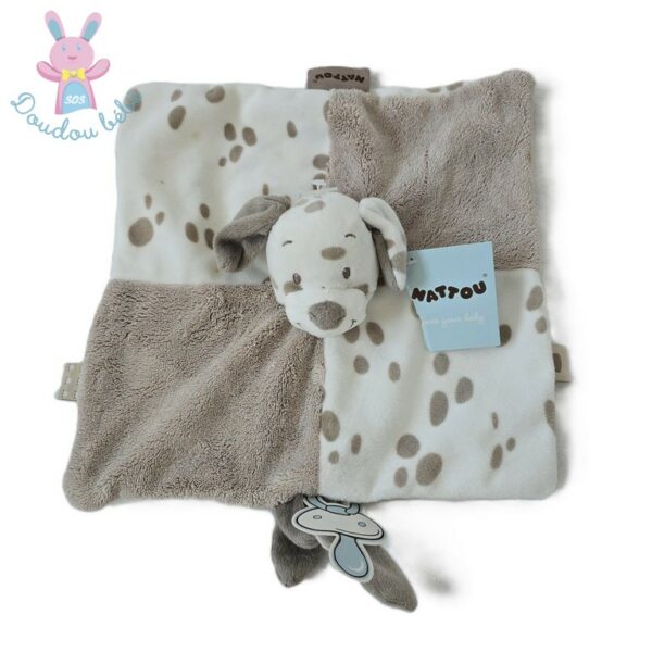 Doudou plat Chien Max & Noa marron blanc NATTOU