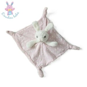 Doudou plat LAPIN blanc rose étoiles luminescent ORCHESTRA