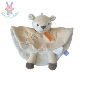 Doudou plat Biche beige blanc SUCRE D’ORGE