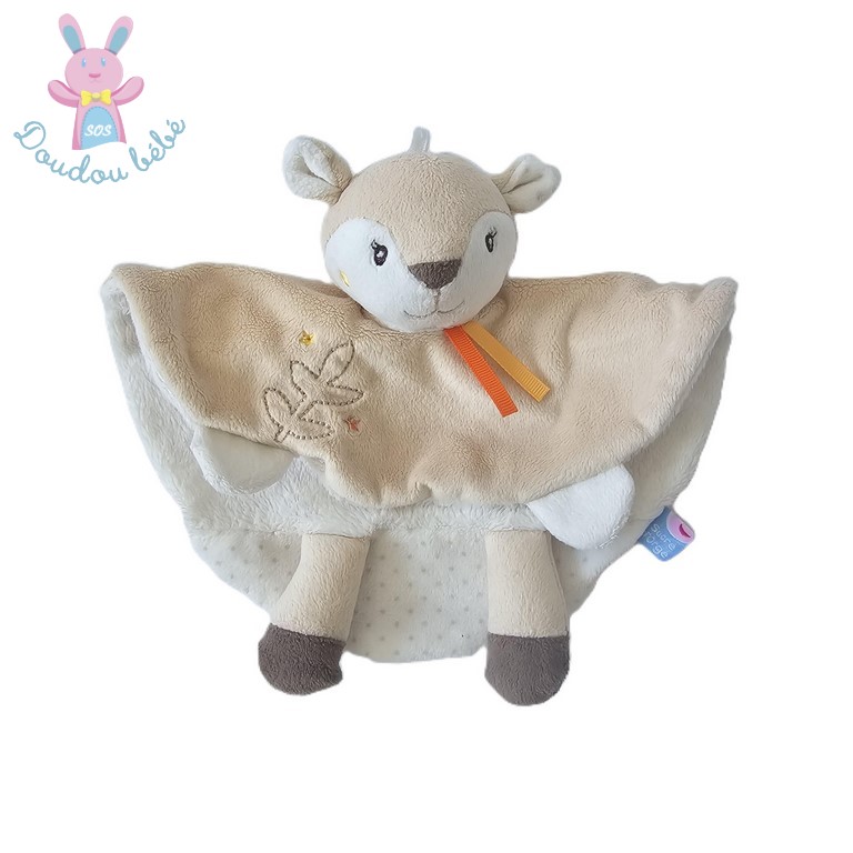 Doudou plat Biche beige blanc SUCRE D'ORGE