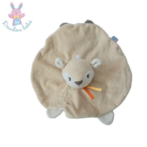 Doudou plat Biche beige blanc SUCRE D'ORGE