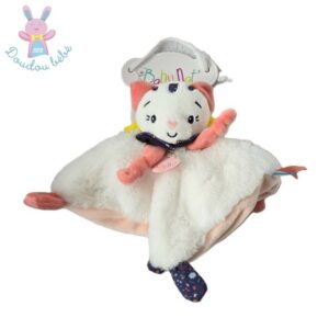 Doudou plat Chat Pollen blanc rose BABY NAT