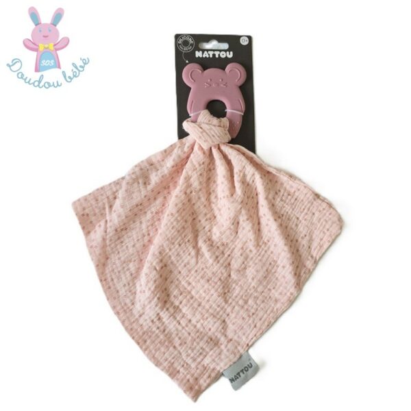 Doudou Souris anneau dentition lange rose NATTOU