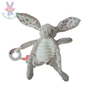 Doudou plat Lapin beige blanc Love anneau TAPE A L’OEIL TAO