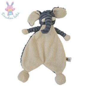 Doudou plat éléphant blanc bleu côtelé JELLYCAT