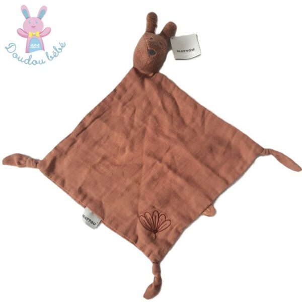 Doudou plat Lapin Susie et Bonnie lange marron NATTOU