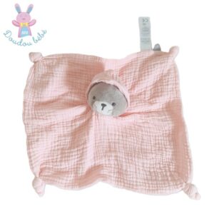 Doudou plat Chat gris lange rose capuche OBAIBI