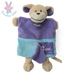 Doudou Chien marionnette C comme Chien violet bleu BABY NAT