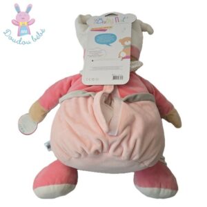 Doudou Ours Brioche rose blanc range pyjama BABY NAT