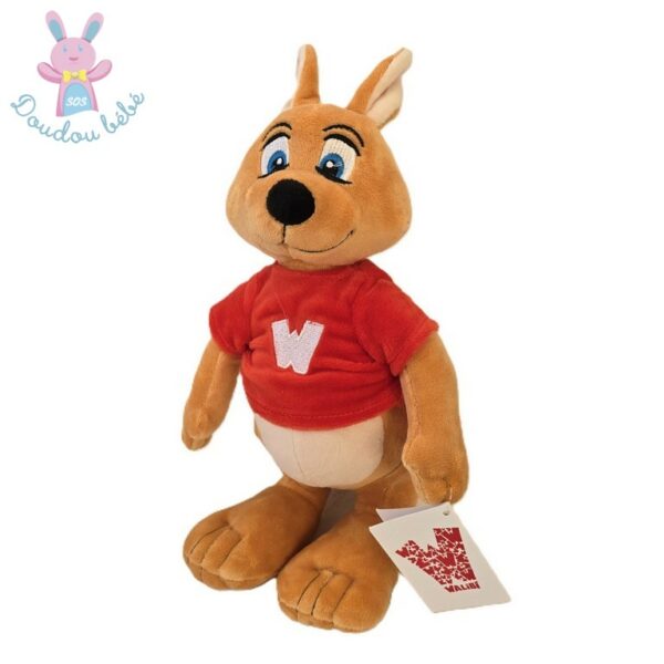 Doudou mascotte Kangourou marron pull rouge W WALIBI