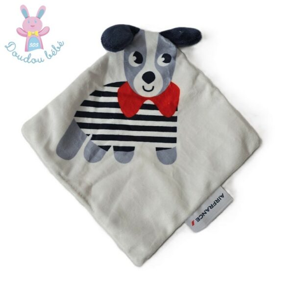 Doudou plat Chien rayé bleu blanc + sac AIR FRANCE