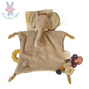 Doudou plat éléphant beige dentition Les Papoum « Louise » MOULIN ROTY