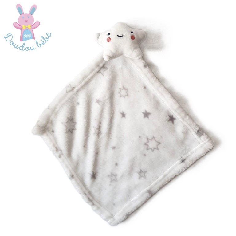 Doudou plat étoile polaire blanc gris joues rose PRIMARK