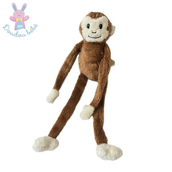 Doudou Singe marron et blanc NATURE PLANET