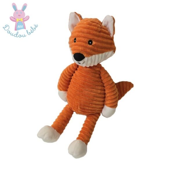 Doudou Renard orange et blanc côtelé 40 cm ZD TRADING