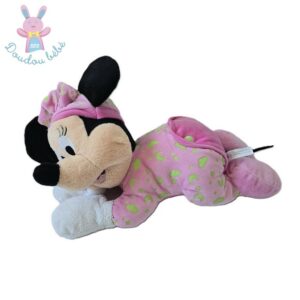 Doudou Souris Minnie rose vert lunes étoiles luminescent DISNEY