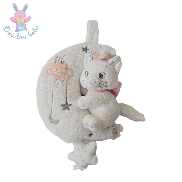 Doudou Chat Marie musical blanc rose Big dream DISNEY