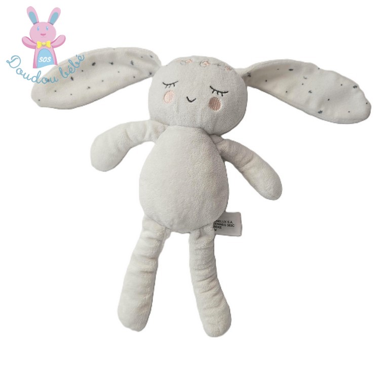 Doudou Lapin blanc dormeur couronne fleurs SIMBA