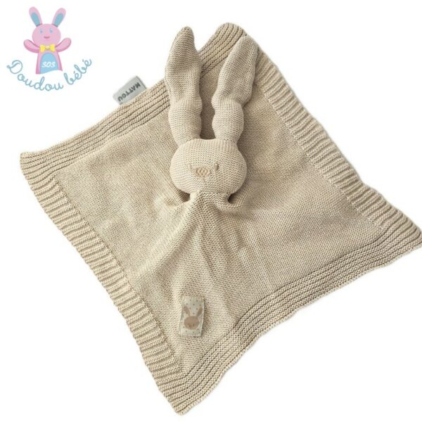 Doudou plat Lapin tricot mailles beige NATTOU