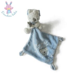 Doudou Mon petit Koala bleu blanc gris mouchoir POMMETTE