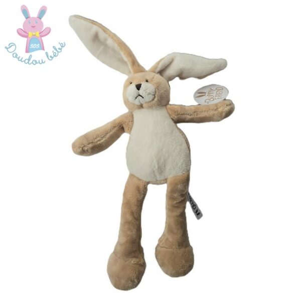 Doudou Lapin beige blanc ACTION BUNNY FRIEND