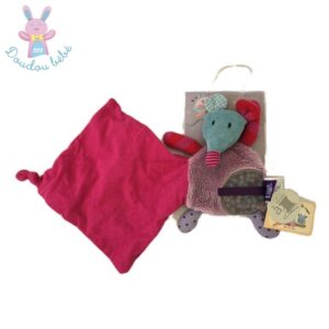 Doudou Souris mauve mouchoir rose Les jolis pas beaux MOULIN ROTY