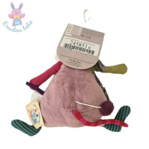 Doudou Souris musical mauve coloré Les Jolis pas Beaux MOULIN ROTY