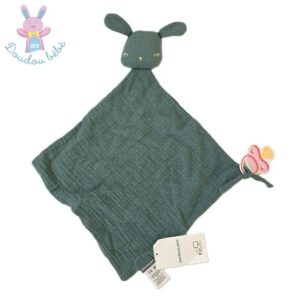 Doudou plat Lapin lange vert doré à pois VERTBAUDET