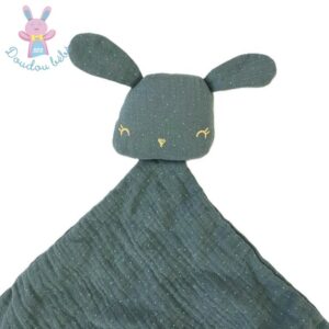 Doudou plat Lapin lange vert doré à pois VERTBAUDET