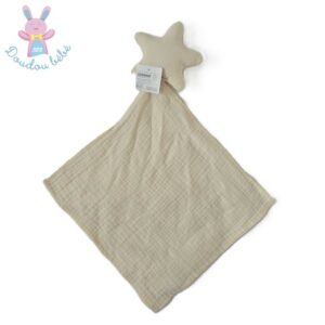 Doudou étoile plat lange tissu blanc écru ZEEMAN