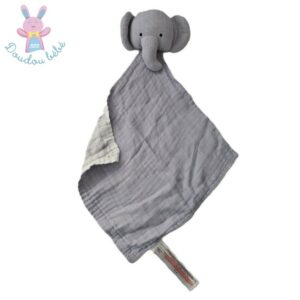 Doudou plat éléphant lange gris bleu blanc PRIMARK