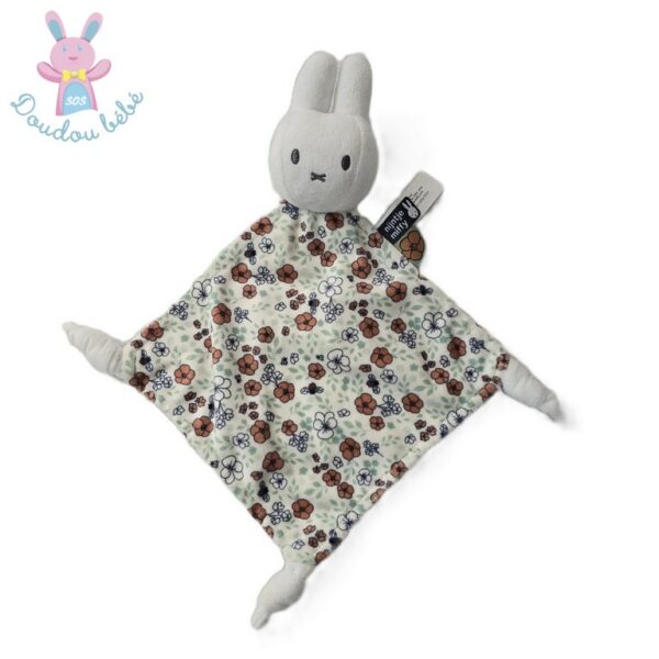 Doudou plat Lapin blanc fleurs Little flowers MIFFY NIJNTJE