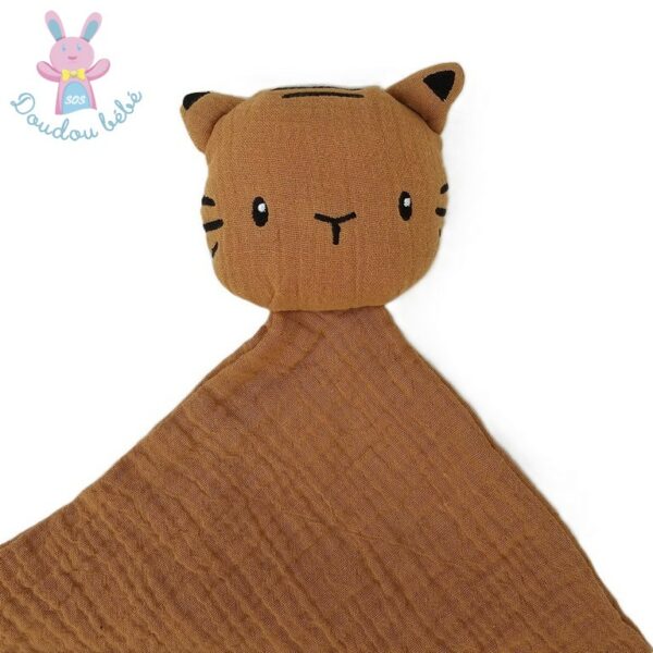 Doudou plat TIGRE lange marron noir VERTBAUDET