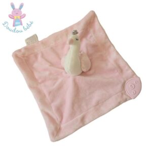 Doudou plat Cygne grelot rose blanc anneau de dentition (Sans marque)