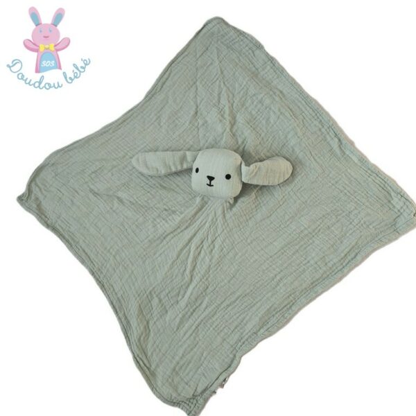 Doudou plat Lapin Mouton lange coton vert BOUT'CHOU MONOPRIX