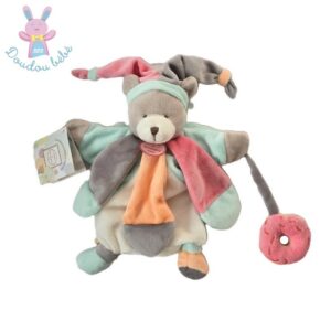 Doudou Ours marionnette collector fraise pêche DOUDOU ET COMPAGNIE