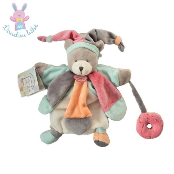 Doudou marionnette Ours collector pétales pêche fraise DOUDOU ET COMPAGNIE