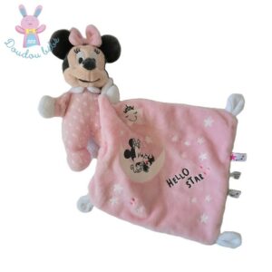 Doudou Souris Minnie rose étoiles mouchoir Hello Star DISNEY