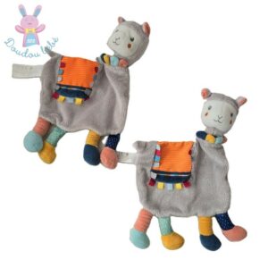 Lot de 2 Doudous plat Lama gris orange bleu et coloré KIABI SIMBA