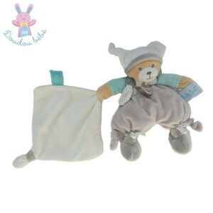 Doudou Ours Polochon beige blanc gris mouchoir BABY NAT