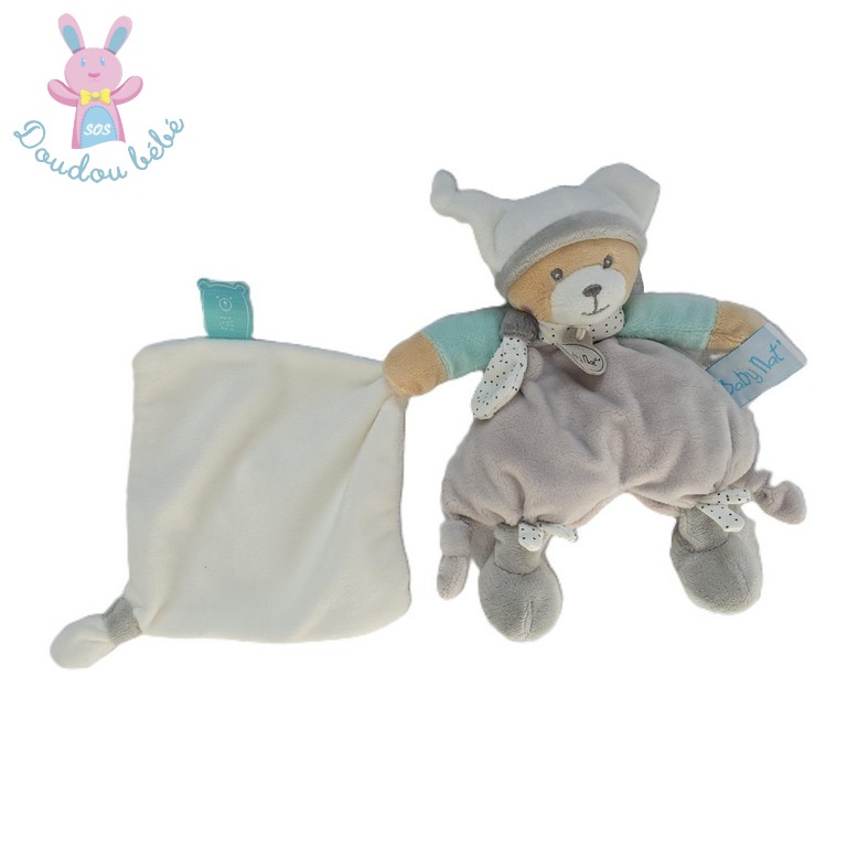 Doudou Ours Polochon beige blanc gris mouchoir Baby Nat