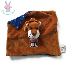 Doudou plat Lion orange blanc bleu OL OLYMPIQUE LYONNAIS